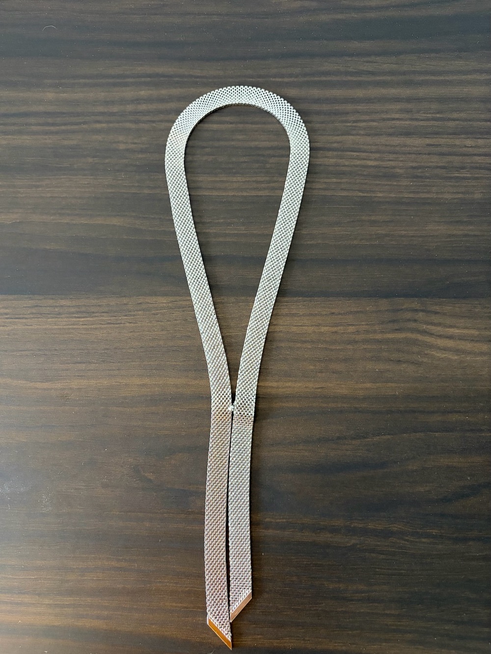 Hobé Vintage Silver‑Tone Mesh Tie Necklace Statement Piece